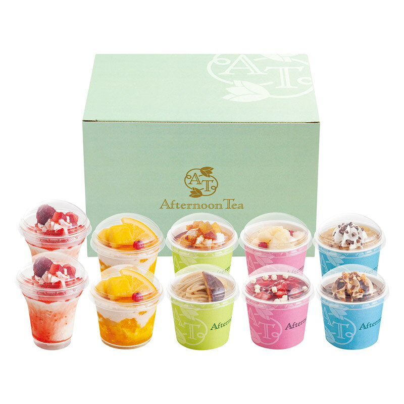 PRODUCT SPECIFICATIONS商品仕様ブランドアフタヌーンティー・ティールーム商品名アイス&amp;シャーベット型番AH-TISセット内容スイートフルーツティーパフェ(82ml)・苺のパフェ(80ml)×各2、洋梨とアールグレイ・苺とチーズ・スイートポテト・チョコバナナ・ダブルチョコレート(各103ml)・渋皮栗のモンブラン(94ml)×各1賞味期間冷凍1年アレルゲン卵・乳・小麦JANコード4570052154755商品説明全国に店舗を展開する「アフタヌーンティー・ティールーム」の華やかなアイスギフト。店舗で人気のスイーツメニューやアレンジティーをイメージした8種類の詰合せです。