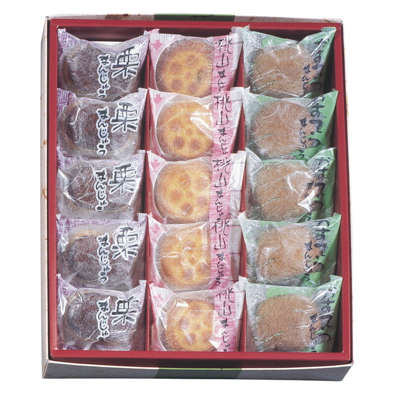 PRODUCT SPECIFICATIONS商品仕様ブランド河内駿河屋商品名銘菓撰型番MK-15セット内容セット内容/カステラまんじゅう・栗まんじゅう(各25g)・桃山(28g)×各5箱サイズ32×26.5×5cm賞味期間常温120日アレルゲン卵・乳・小麦JANコード4972111071094