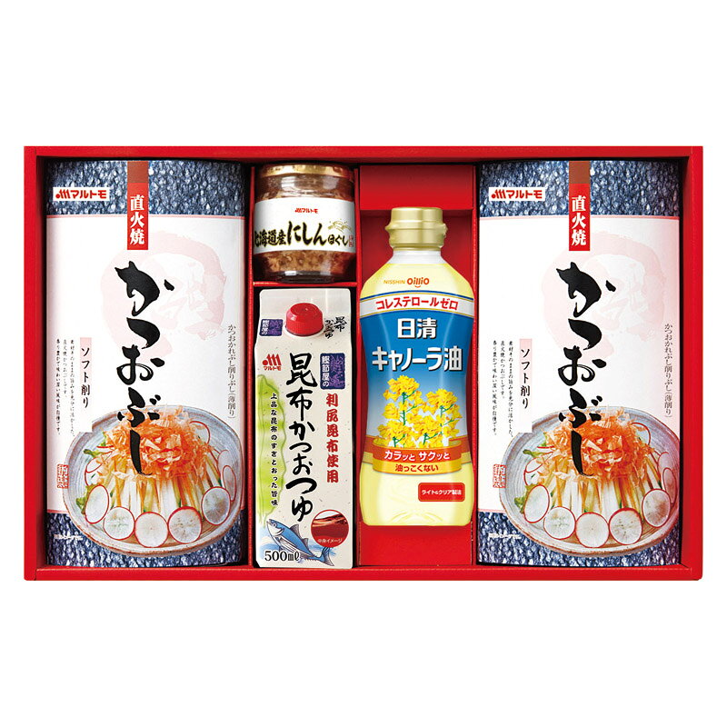 PRODUCT SPECIFICATIONS商品仕様ブランドマルトモ商品名バラエティギフト型番CR-30NSセット内容セット内容/直火焼ソフトパック(2.5g×7袋)×2、昆布かつおつゆ(500ml)・日清キャノーラ油(350g)・北海道産にしんほぐし(50g)×各1箱サイズ27.7×43×8.3cm賞味期間常温1年6ヶ月JANコード4902833480355商品説明毎日の食卓で活躍するうれしい和食材。かつおパック、つゆ、ぶりほぐしなどをバラエティ豊かに詰め合わせました。