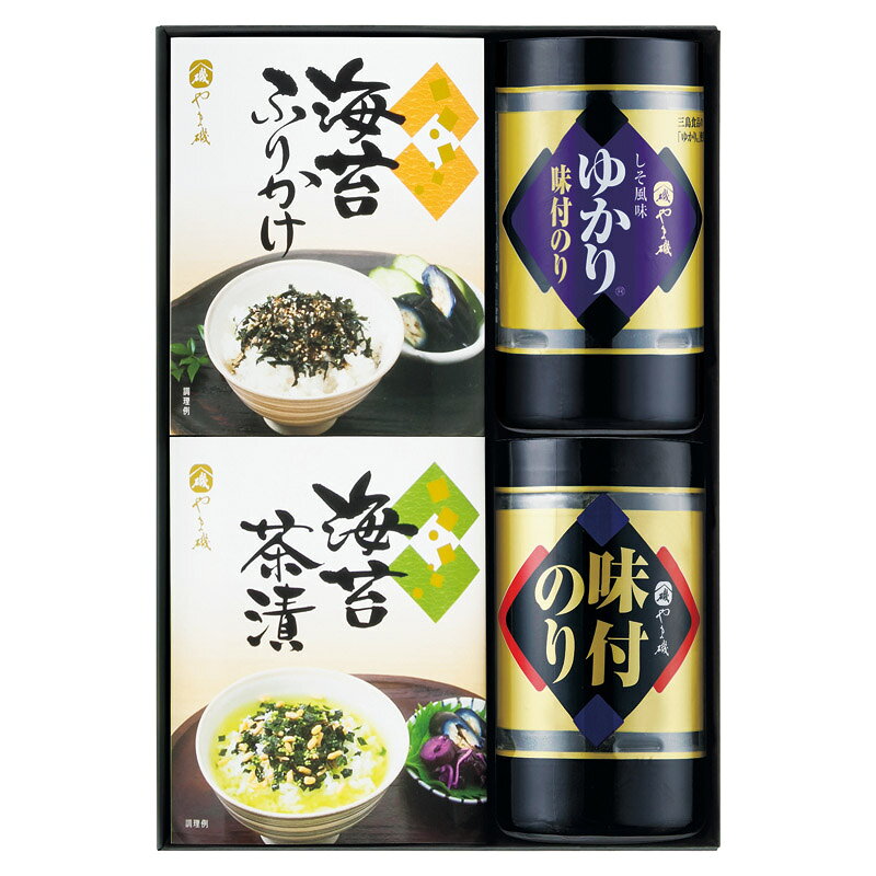 PRODUCT SPECIFICATIONS商品仕様商品名やま磯味のり卓上バラエティセット型番SVG-Bセット内容味付のり(8切24枚)・しそ風味のり(8切24枚)・のり茶漬(5.5g×3袋)・のりふりかけ(5g×3袋)×各1箱サイズ27.5×18.5×7.3cm賞味期間常温1年3ヶ月アレルゲン卵・乳・小麦・えびJANコード4903182022166商品説明有機丸大豆醤油使用のたれで調味したコクと旨味のある味付のりと三島食品「ゆかり」をブレンドしたたれで調味したしそ風味のり、風味の良い焼海苔とあられ・抹茶等をブレンドしたさっぱりとした後味の海苔茶漬、やま磯自慢の味付のりを贅沢に使用し香ばしいごまと相性抜群の海苔ふりかけをセットしました。