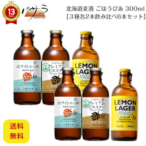 【 北海道麦酒 ごほうびあ3種 各2本 飲み比べ 6本セット 】「 ホワイトデー ギフト お誕生日 プレゼント お祝い ビール 飲み比べ 贈答 瓶ビール 送料無料 男性 女性 お酒 内祝 御祝 贈り物 詰め合わせ フルーツビール BEER ビールセット クラフトビール お中元 父の日 」