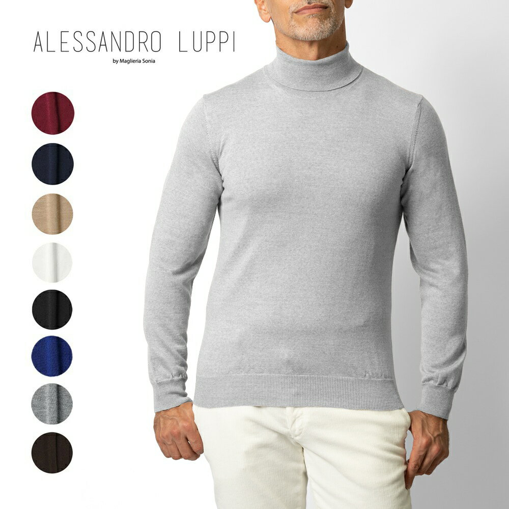 アレッサンドロルッピ ALESSANDRO LUPPI タートルネック ニット メンズ エクストラファインメリノウール 1224 ハイネックセーター メンズセーター メンズニット 薄手 シンプル おしゃれ ブラック 黒 カラー 薄手ニット ハイネック メリノウール 男性 紳士 インナー