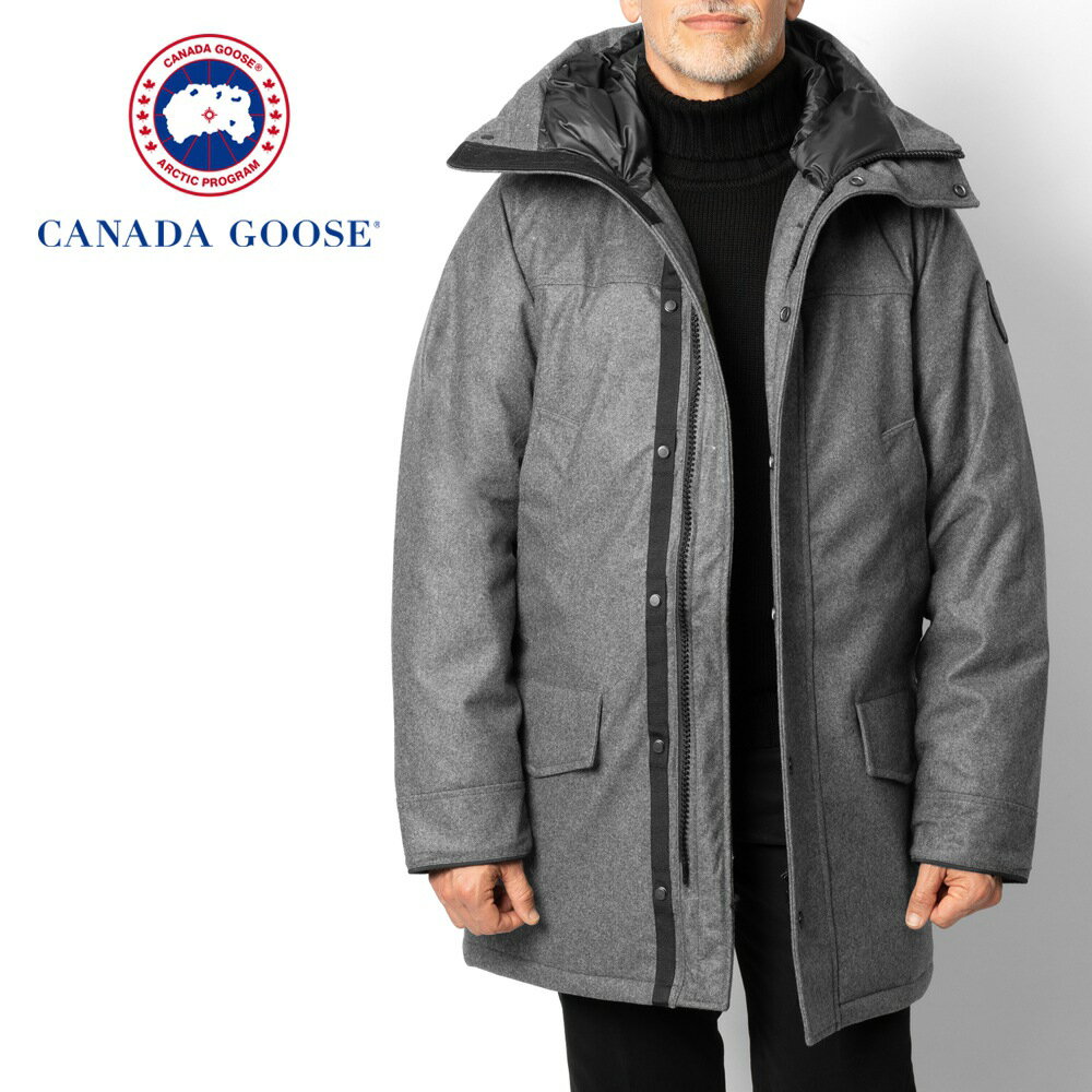 カナダグース CANADA GOOSE ダウンコート ウール LANGFORD PARKA WR 2062M1 ダウンジャケット SLATE GREY MELANGE グレー ブラックレーベル ブラックディスクロゴ 黒ワッペン メンズダウン メンズダウンジャケット ダウン アウター メンズ 高級 ブランド 【送料無料】