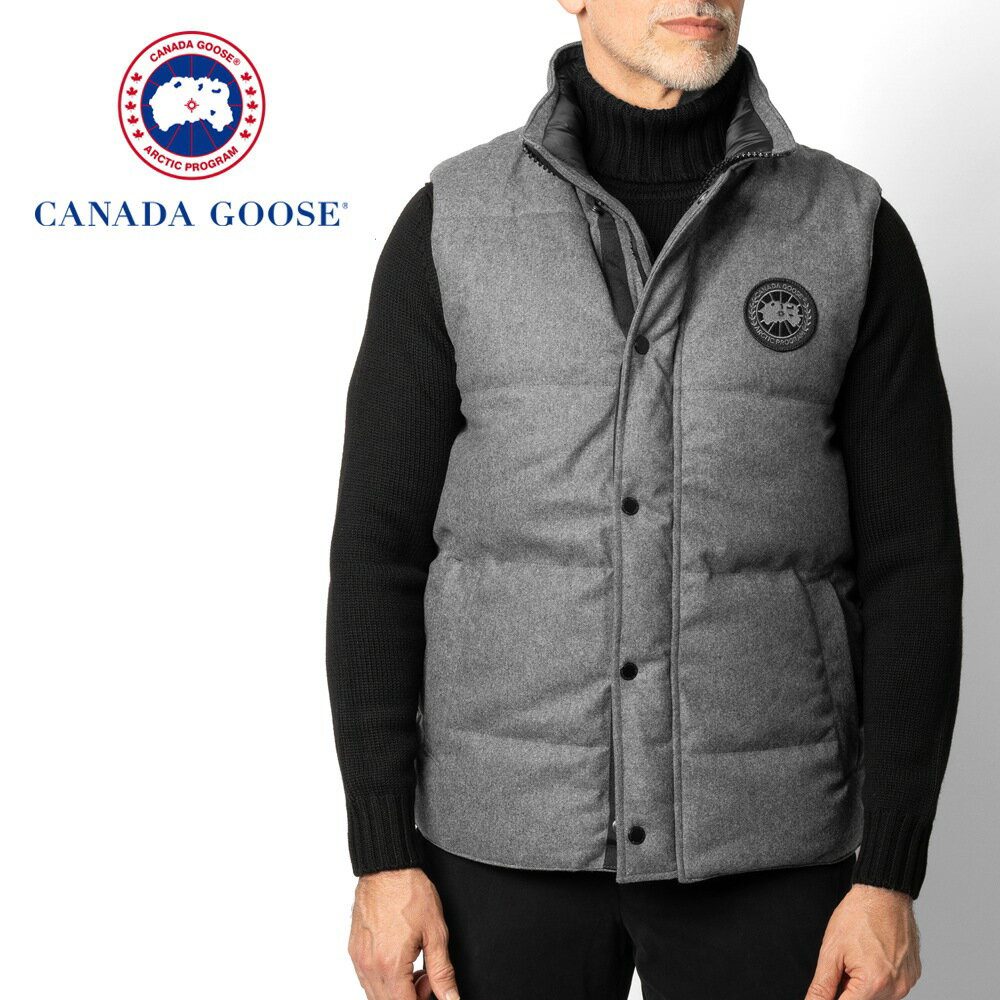 カナダグース CANADA GOOSE ダウンベスト ウール MENS GARSON VEST WR 4151M1 SLATE GREY グレー ブラックレーベル ブラックディスクロゴ 黒ワッペン メンズダウン メンズダウンベスト ダウン ベスト アウター メンズ シンプル おしゃれ 高級 ブランド 【送料無料】のサムネイル