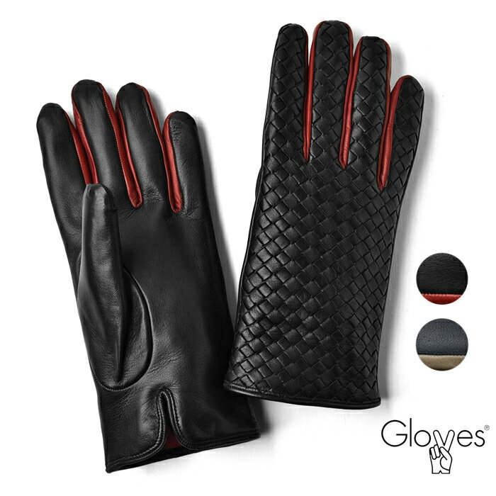 グローブス　手袋（メンズ） グローブス GLOVES 手袋 グローブ カラー切替 イントレッチオ ブラック ネイビー CA1662 【ゆうパケット対応】 革 レザー メンズ ブランド 防寒 冬小物 プレゼント