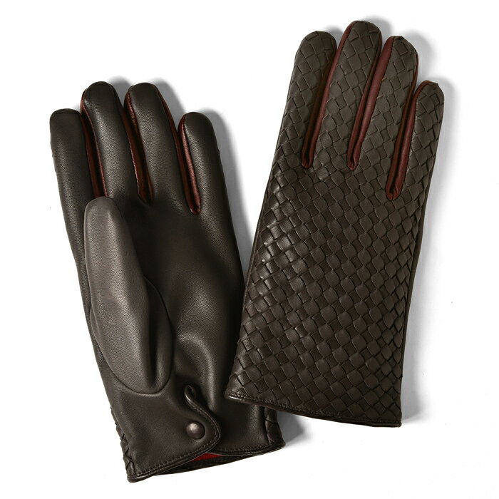 グローブス GLOVES 手袋 イントレッチオ カラー切替 ダークブラウン×ボルドー CA1662 【本革 グローブ メンズ】【ネコポス対応】