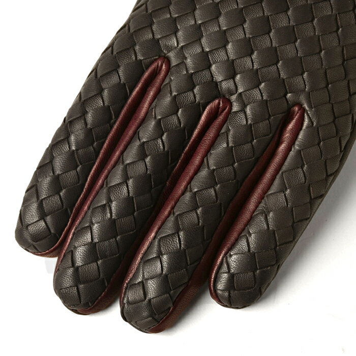 グローブス GLOVES 手袋 イントレッチオ カラー切替 ダークブラウン×ボルドー CA1662 【本革 グローブ メンズ】【ネコポス対応】