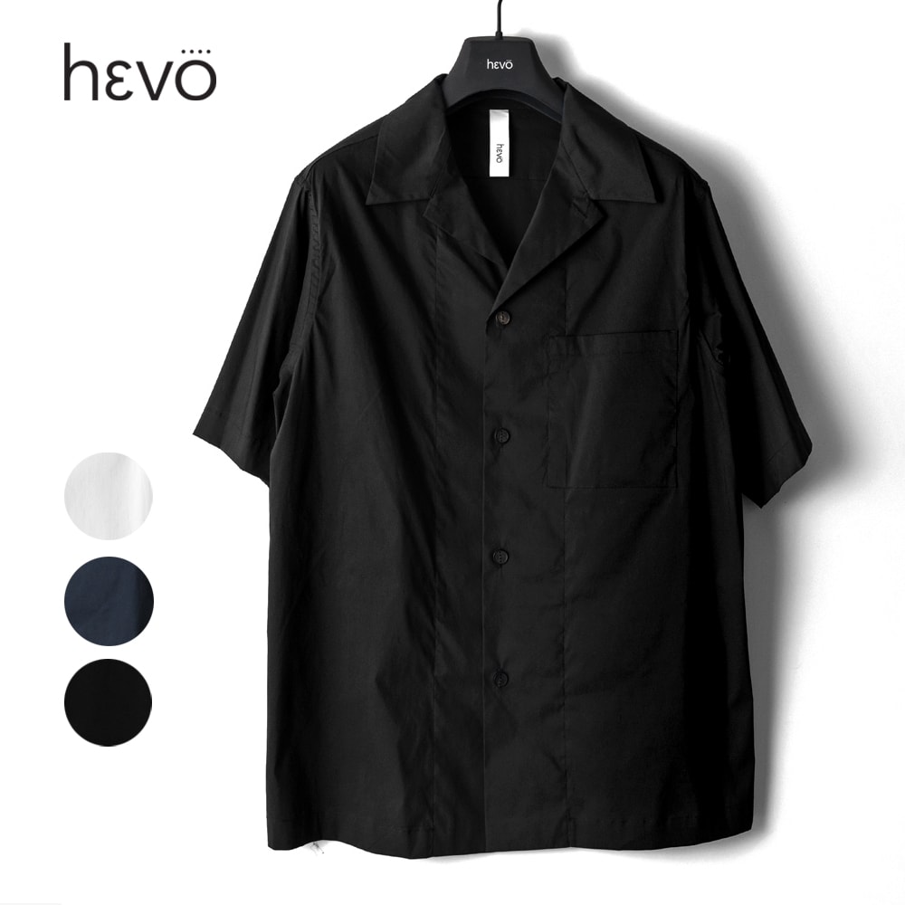 Rakuten - イーヴォ HEVO 半袖 開襟シャツ NOVOLIC ホワイト ブラック ネイビー メンズ オープンカラーシャツ オーバーサイズ tシャツ 白シャツ 黒シャツ メンズ 綿 コットン きれいめ 無地 シンプル ギフト プレゼント 秋 冬 春 夏 イタリア