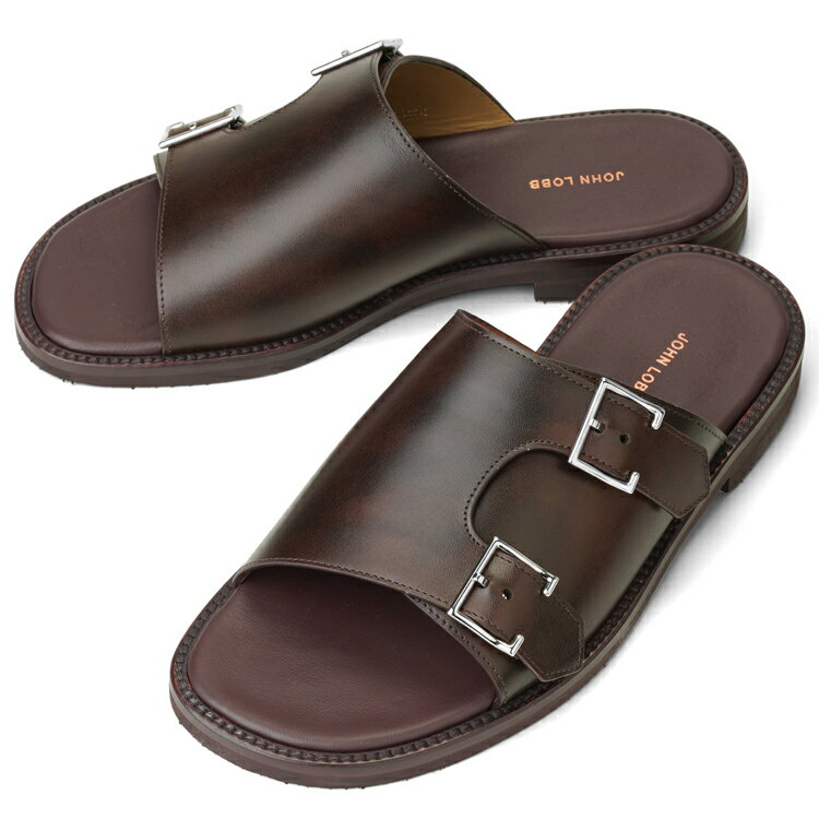 ジョンロブ JOHN LOBB レザーサンダル BEACON PD ダブルモンク ダークブラウン ワイズE ラスト1712 メンズ サンダル 夏 おしゃれ 本革 ブランド