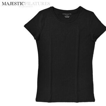 マジェスティック フィラチュール レディース MAJESTIC FILATURES Tシャツ M007-FTS018(002) ブラック 黒 クルーネック コットン100% 春夏【ネコポス配送】