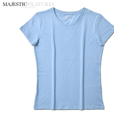 マジェスティック フィラチュール レディース MAJESTIC FILATURES Tシャツ M007-FTS018(003) スカイブルー クルーネック コットン100% 春夏【ネコポス配送】