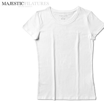 マジェスティック フィラチュール レディース MAJESTIC FILATURES Tシャツ M007-FTS018(001) ホワイト 白 クルーネック コットン100% 春夏【ネコポス配送】