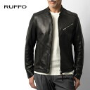 ルッフォ RUFFO ライダース レザージャケット シングル RUST ブラック 革ジャン シングルライダース ライダースジャケット ノーカラー ラムレザー 本革ジャケット 革ジャケット 皮ジャン メンズレザージャケット 羊革 メンズジャケット 革 ジャン メンズ 本革 黒