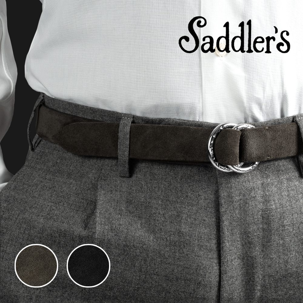 サドラーズ Saddler's リングベルト スエード RING BELT ブラック ダークブラウン メンズ リング ベルト ビジネス イタリア スウェード