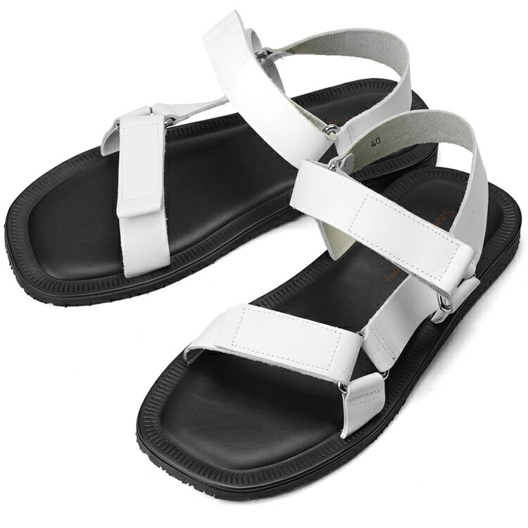 サンダルスファクトリー レザーサンダル ストラップ M6974 ホワイト 白 THE SANDALS FACTORY サンダル メンズ イタリア メンズサンダル 革サンダル 牛革サンダル ストラップサンダル 男性サンダル シンプル カジュアル スポーティー 普段使い