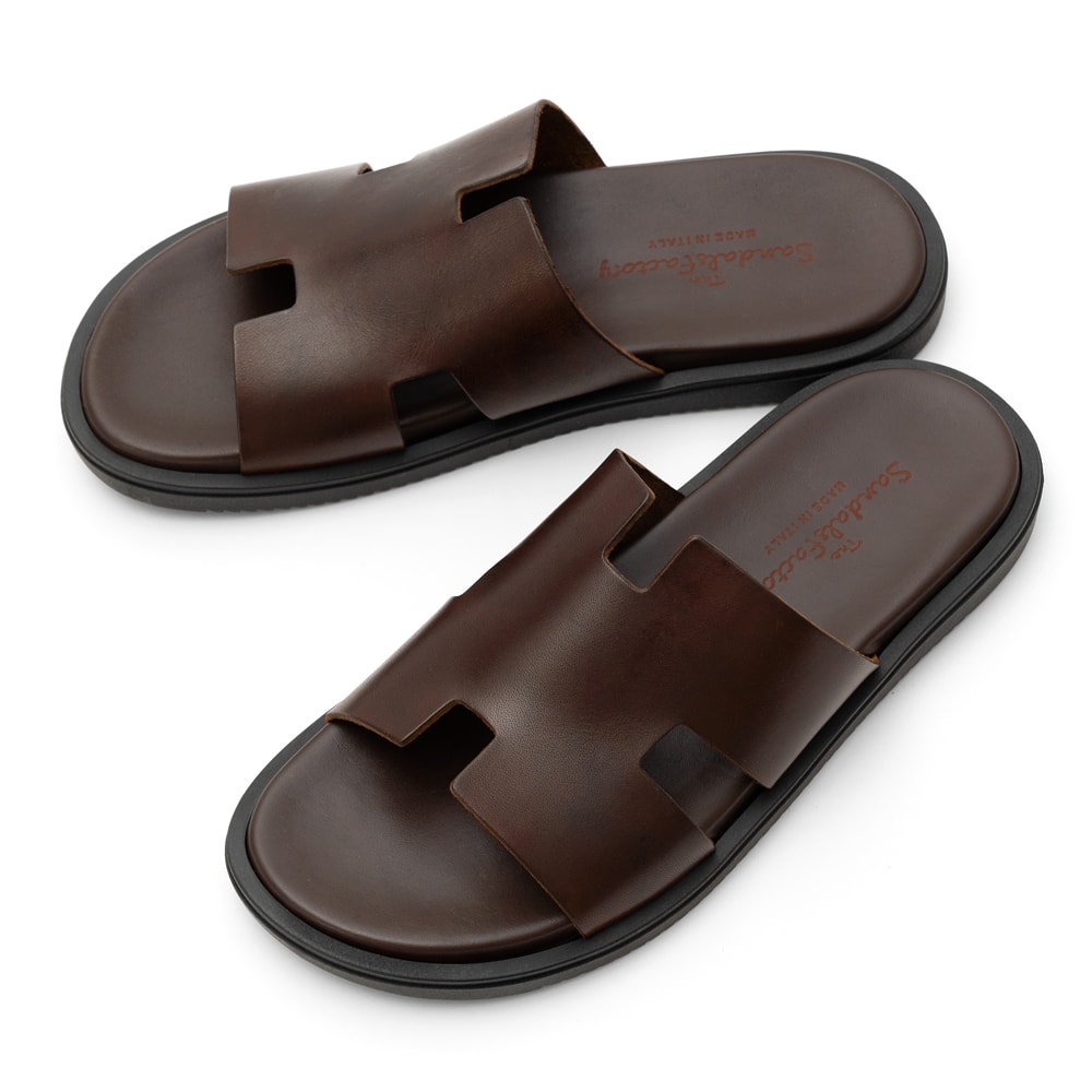 Rakuten - サンダルスファクトリー レザーサンダル バケッタレザー M7805 ブラウン 茶 THE SANDALS FACTORY 本革 高級 サンダル メンズ ブランド 革 クッション 履き心地 シンプル カジュアル 男性 高級サンダル ブランドサンダル イタリア
