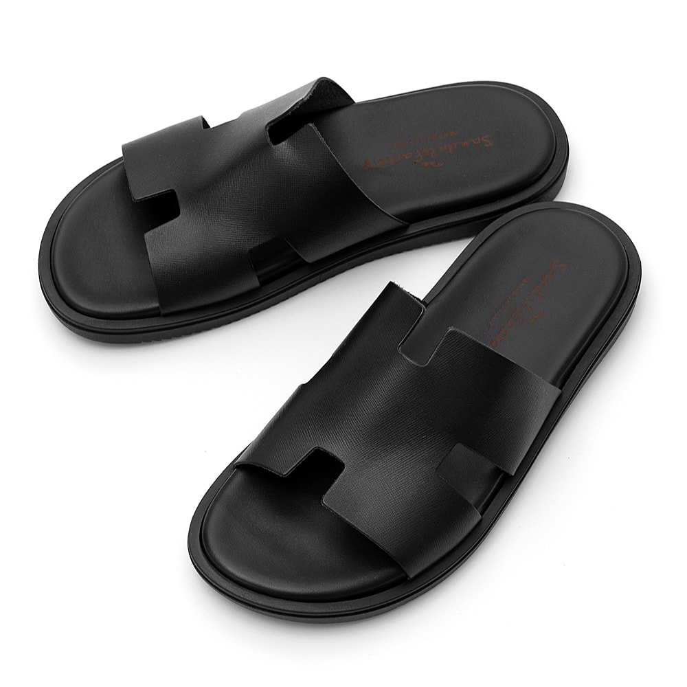 Rakuten - サンダルスファクトリー レザーサンダル サフィアーノレザー M7805 ブラック 黒 THE SANDALS FACTORY 本革 高級 サンダル メンズ ブランド 革 クッション 履き心地 シンプル カジュアル 男性 高級サンダル ブランドサンダル イタリア