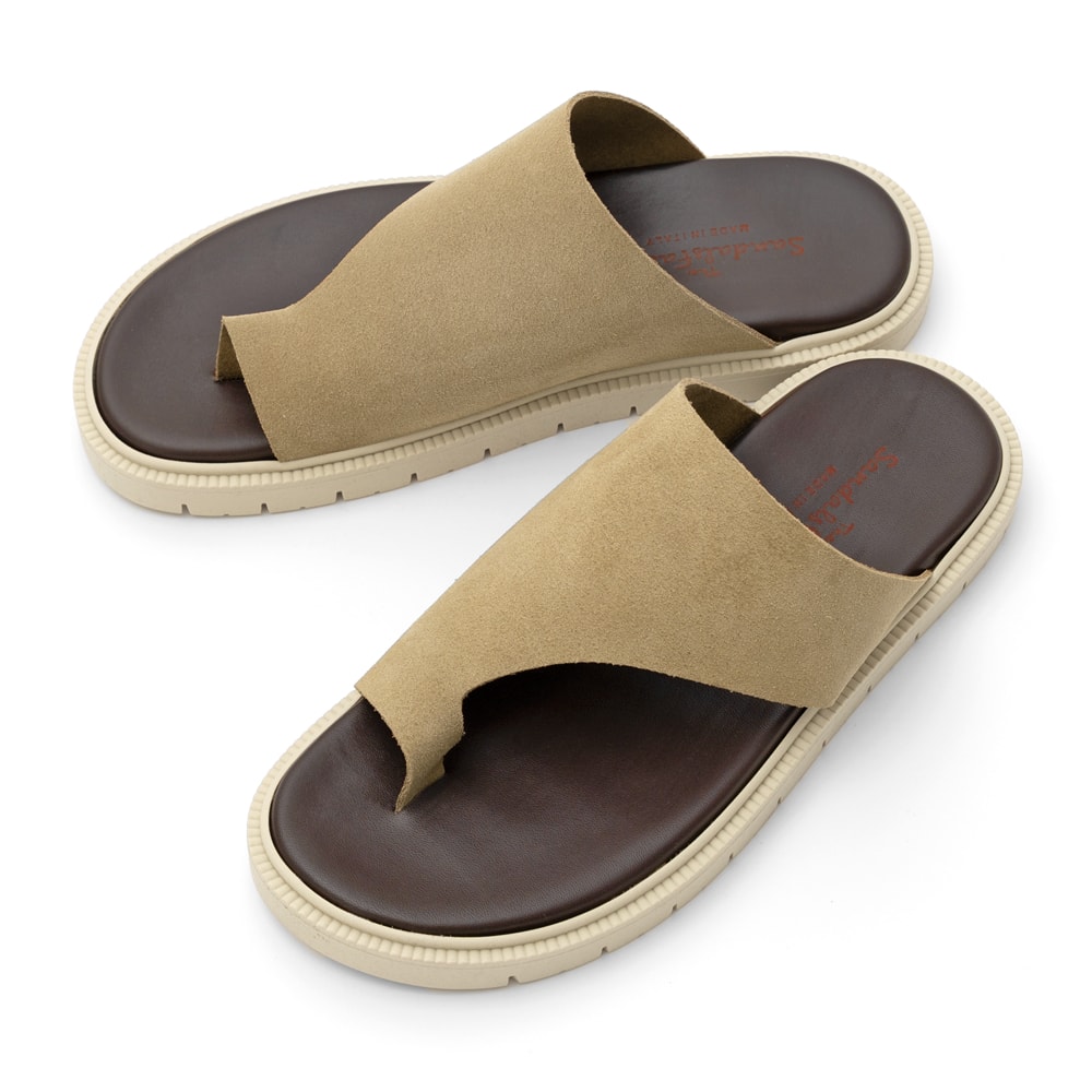 Holly'S Sole - サンダルスファクトリー レザーサンダル スエード M8132 ベージュ THE SANDALS FACTORY 本革 高級 サンダル メンズ トング ブランド 革 クッション 履き心地 シンプル カジュアル 男性 高級サンダル ブランドサンダル イタリア