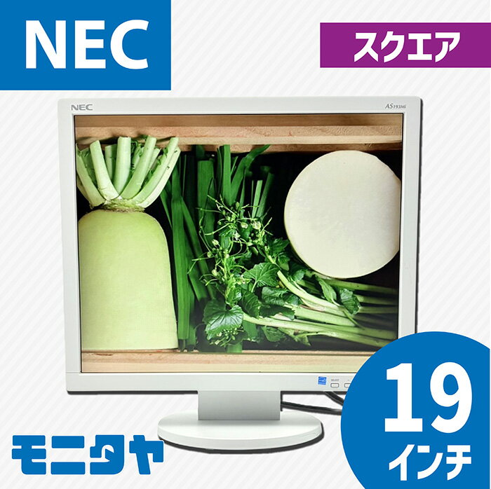 中古 モニター 19インチNEC LCD-AS193MI IPSパネル スクエア 解像度 1280x1024 コントラスト比1000:1 入力端子 DVI D-Sub 中古ディスプレイ PCモニター PCディスプレイ 液晶ディスプレイ 液晶モニター rankA