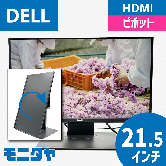 22インチ （21.5インチ） DELL P2219H-MFS18 （Dell Micro All-in-One Stand MFS18装着） ノングレア 1920x1080 IPSパネル ピボット機能 入力端子 HDMI D-Sub Displayport 中古モニター 中古ディスプレイ PCモニター 液晶ディスプレイ 液晶モニター 格安 rankB