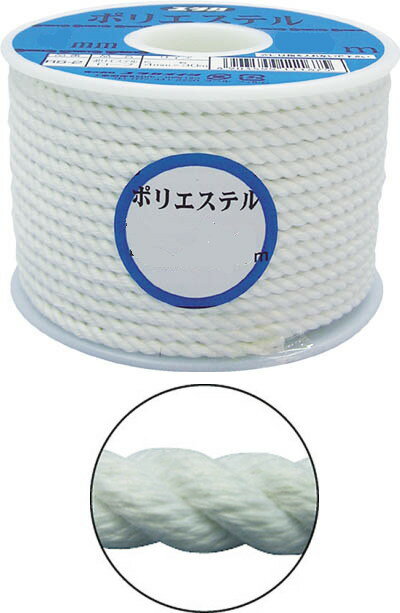 ユタカ(Yutaka)　ポリエステルロープ　3つ打　5mm×30m　ボビン巻き