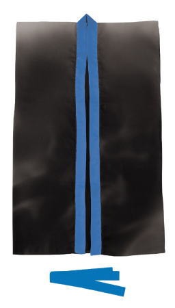 サテンロングハッピ 　黒(青襟) 　幼児〜小学校低学年用　(ハチマキ付)