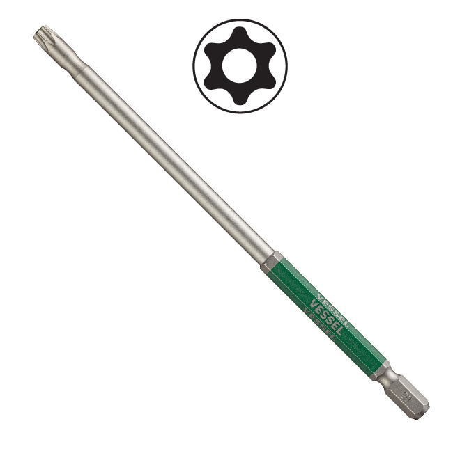 VESSEL(ベッセル)片頭剛彩トルクスビット(マグネット入り)　ロングタイプ　T30H×150mm　1本入り