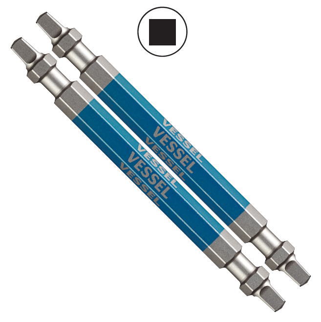 VESSEL(ベッセル)両頭剛彩スクエアビット(マグネット入り)　SQ3×82mm　2本入り