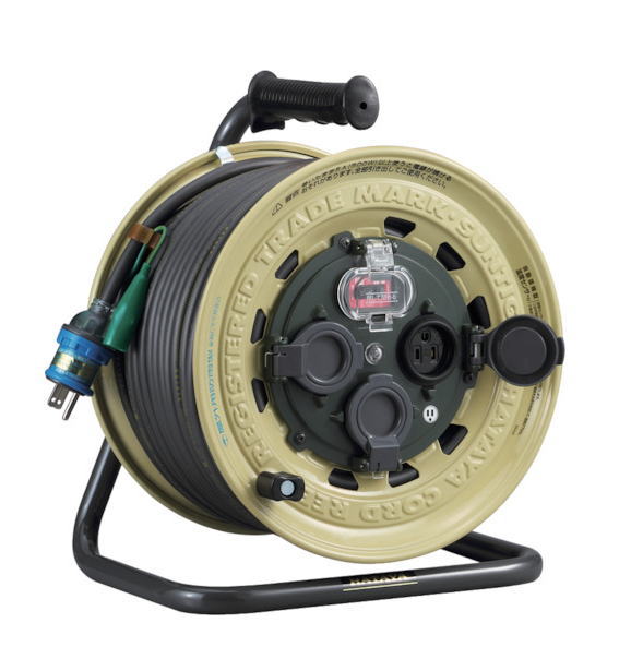 ハタヤリミテッド　屋外用　サンタイガーレインボーリール単相100V　50m　アース・ブレーカー付BX-501K