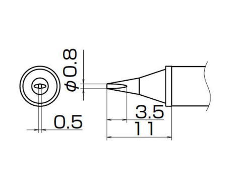 白光(HAKKO)FX-950/951/952型専用こて先T12シリーズ(高熱容量タイプ)　0.8WD型T12-WD08