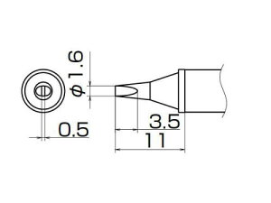 白光(HAKKO)FX-950/951/952型専用こて先T12シリーズ(高熱容量タイプ) 1.6WD型T12-WD16