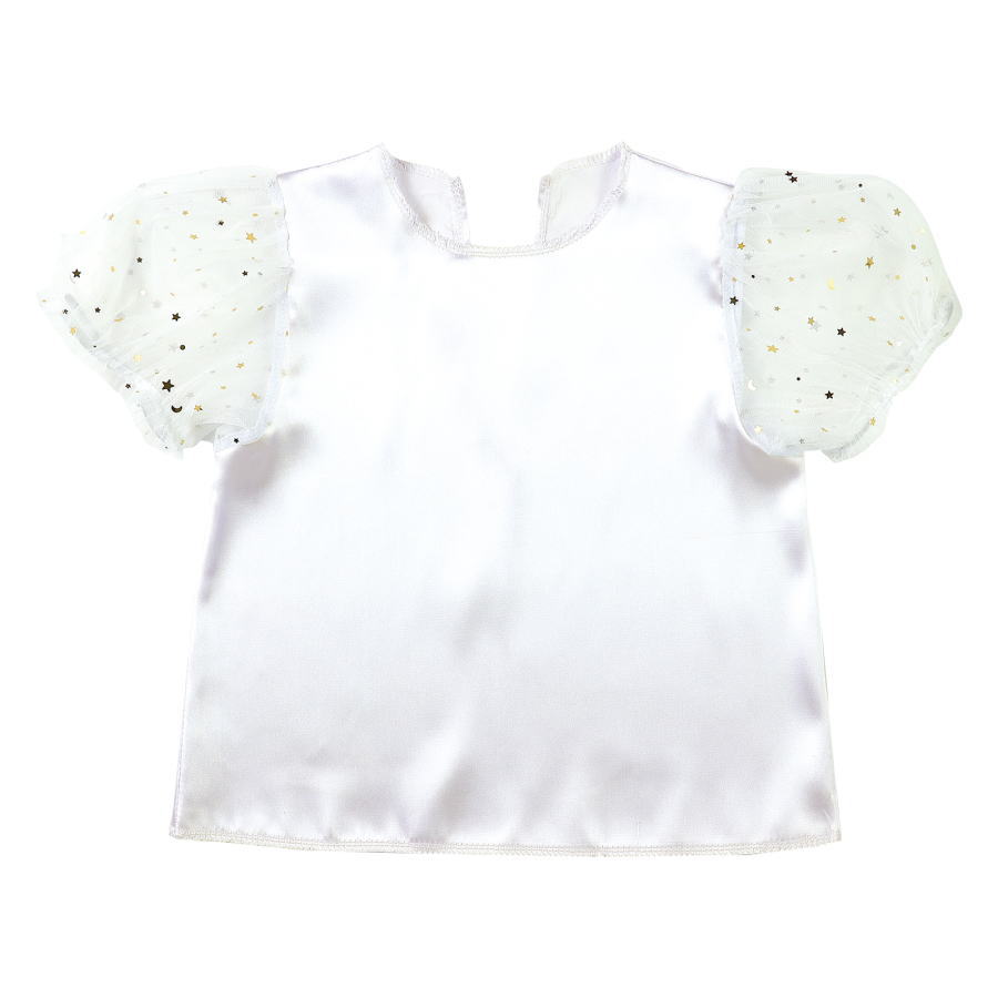 バフスリーブ ソフトサテンシャツ ホワイト Jサイズ（幼児～小学校低学年用）