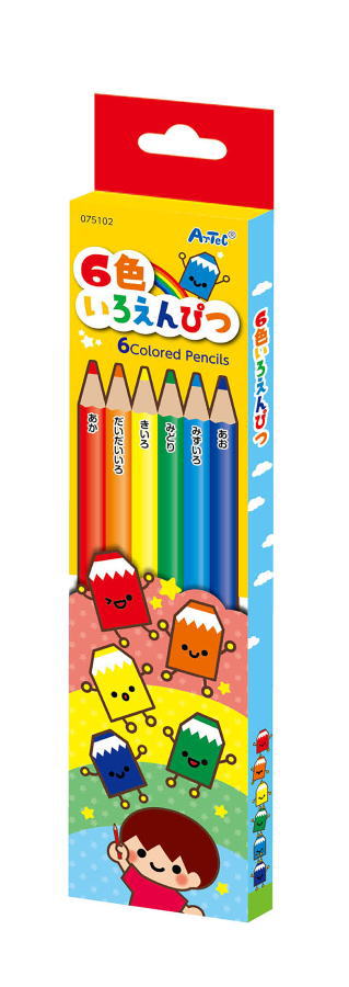 6色の色鉛筆のセットです 鉛筆：175mm 色鉛筆×6色：あか、だいだい、き、みどり、みずいろ、あお 材質：木
