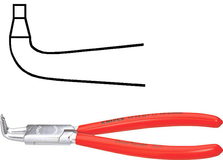 KNIPEX(クニペックス)　穴用スナップリングプライヤー　曲タイプ/対応内径：19mm〜60mm