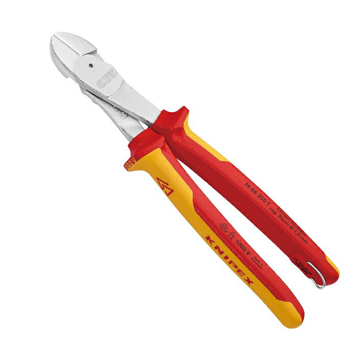 乐天商城 - KNIPEX(クニペックス)　絶縁強力斜ニッパー　1000V　落下防止　250mm　7406-250TBK