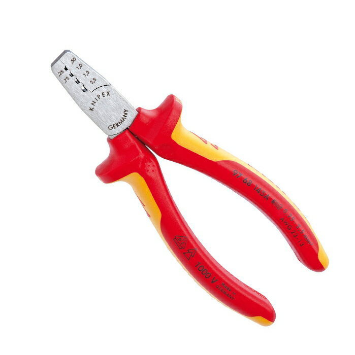 KNIPEX(クニペックス)　エンドスリーブ用絶縁圧着ペンチ　1000V　9768-145A