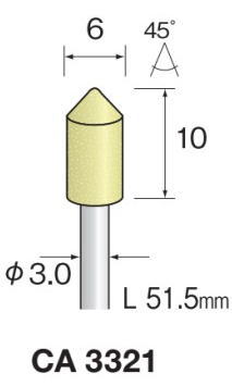 Minimo（ミニター）軸付き砥石　イエロー砥石　軸径3.0　10本入