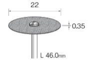 Minimo（ミニター）ダイヤモンドカッティングディスク　全面電着　22mm　軸径2.34