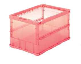TRUSCO(トラスコ)　スケルコン折畳みコンテナ　50L　透明レッド