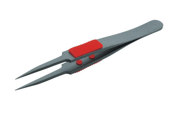 TRUSCO(トラスコ)ラバーグリップ付ピンセット 115mm (極細鋭型)(フッ素コートタイプ)