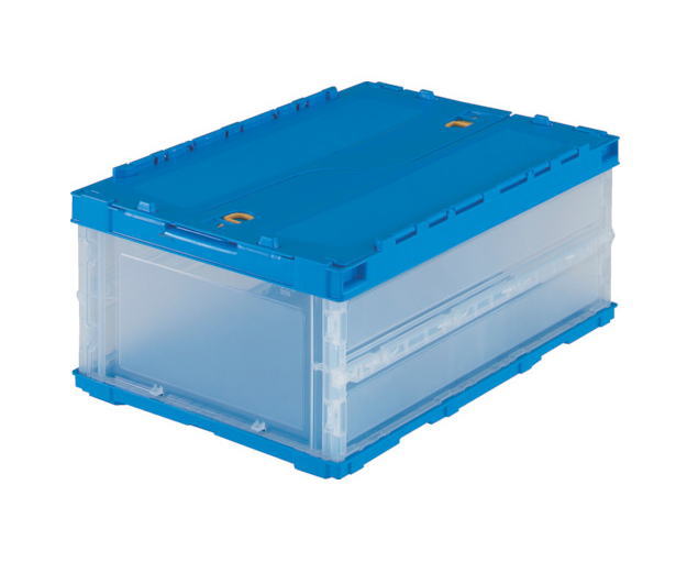 TRUSCO(トラスコ)スライドロックフタ付ペタンコ折畳みコンテナ　30L