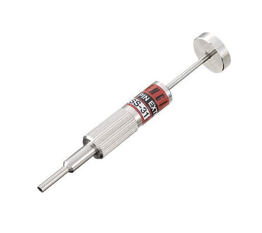 ハウジングで挿入された接続端子の抜出作業に最適 　 【特徴】 ◆材質：SUS303G/C3604 ◆表面：ニッケルメッキ 　 スリーブ挿入 イジェクタで押出し 1.スリーブをピンの奥まで挿入し ランス(抜け止)を確実に押える。 ピンを反対か...