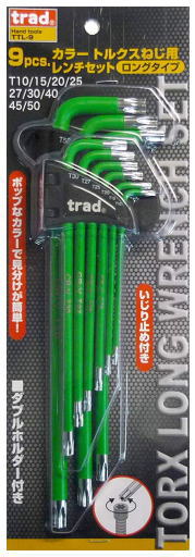 Trad Hand tools　9pcs.L型ロングカラーレンチセット　トルクスねじ用レンチ　TTL-9