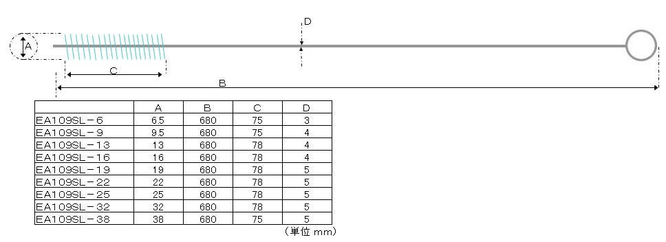ロングチューブブラシ　φ32×78