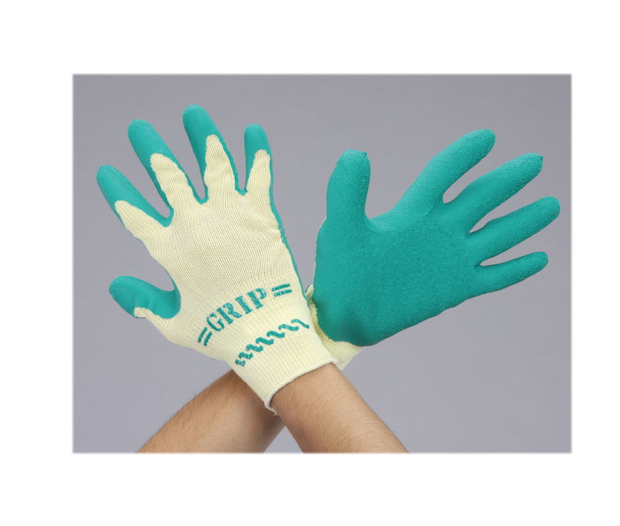 手袋(ポリエステル、綿・天然ゴムコート/緑):Mサイズ