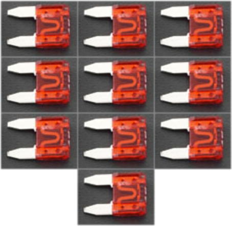 12、24V用10A自動車用平型ヒューズ　赤色　10個入　F1070