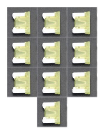 20A自動車用低背ヒューズ　黄色　10個入　F2050