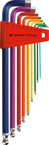 PB SWISS TOOLS レインボーボール付ロング六角棒レンチセット 212LH-10RB