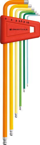 PB SWISS TOOLS レインボーボール付ロング六角棒レンチセット 212LH-5RB