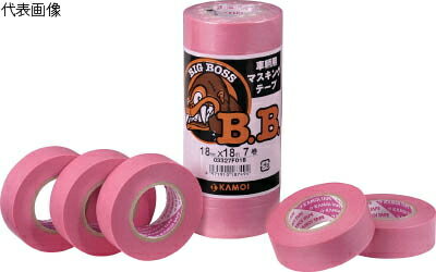 カモ井 マスキングテープ”BIG BOSS” 車両塗装用 20mm幅 18m長 0.08mm厚 ピンク 6巻き入